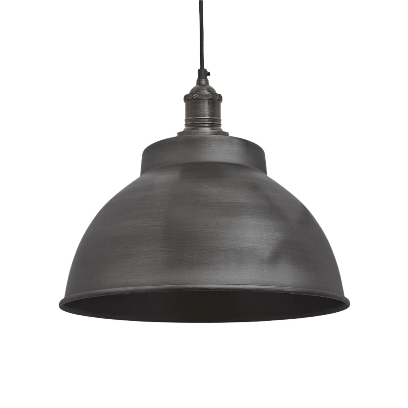 Pewter with Pewter Holder Brooklyn Dome Pendant - 13 Inch - Industville BR-DP13-P-PH