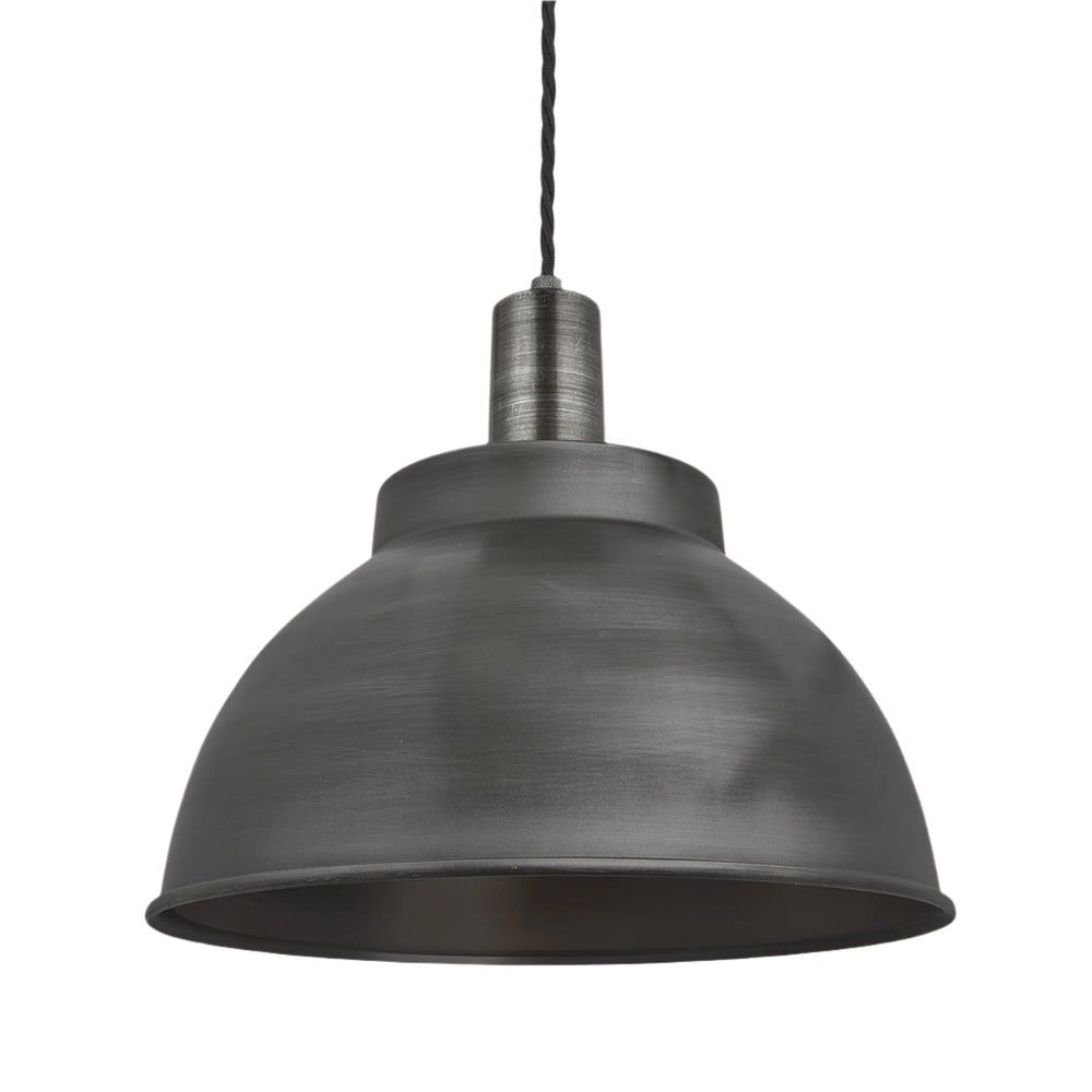 Pewter Sleek Dome Pendant in 13 Inch with Pewter Holder - Product Code SL-DP13-P-PH