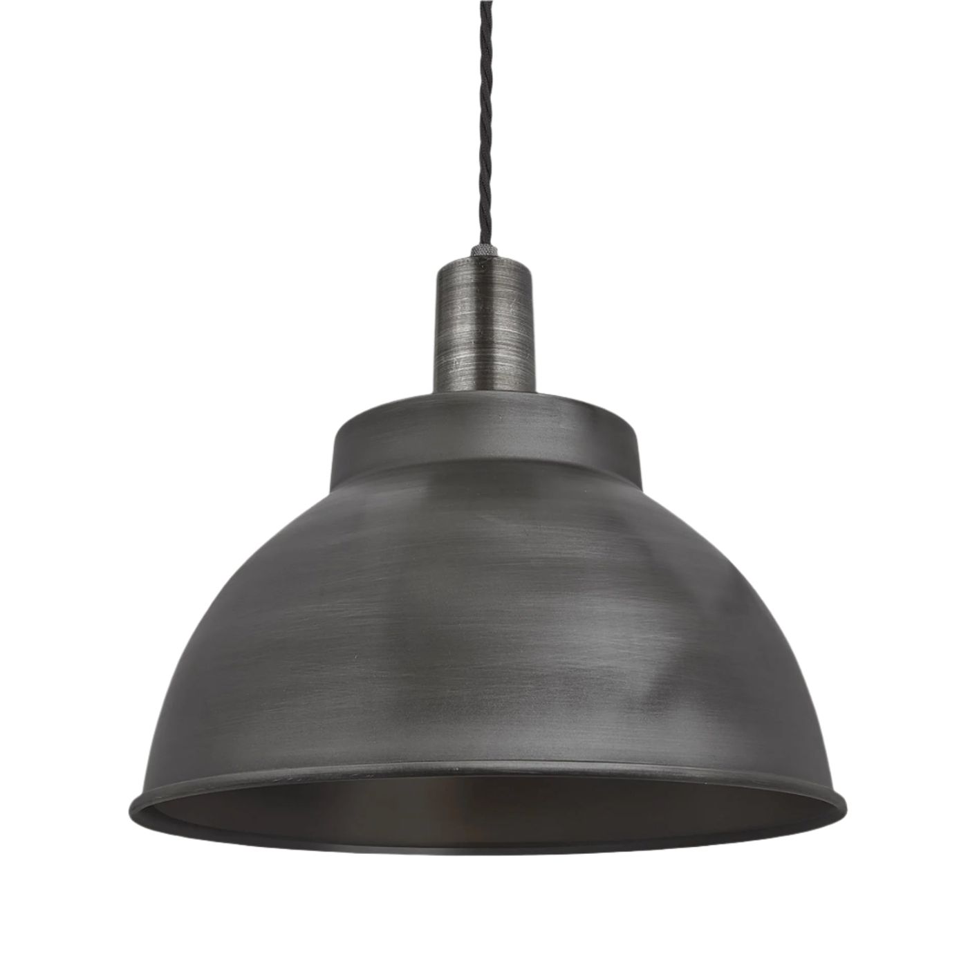 Pewter Sleek Dome Pendant in 13 Inch with Pewter Holder - Product Code SL-DP13-P-PH