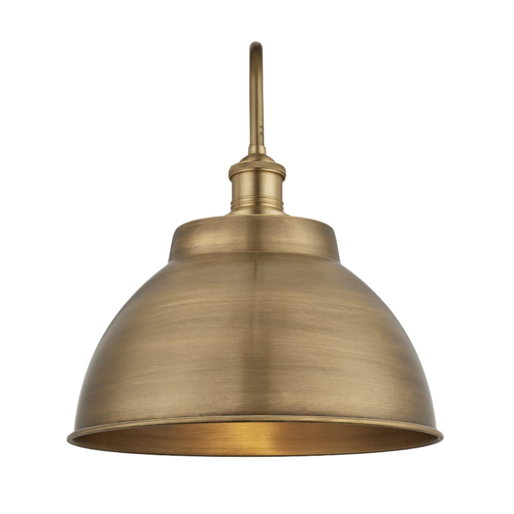 Swan Neck Outdoor & Bathroom Dome Wall Light - 13 Inch - Brass Industville SN-IP65-DWL13-B-BH