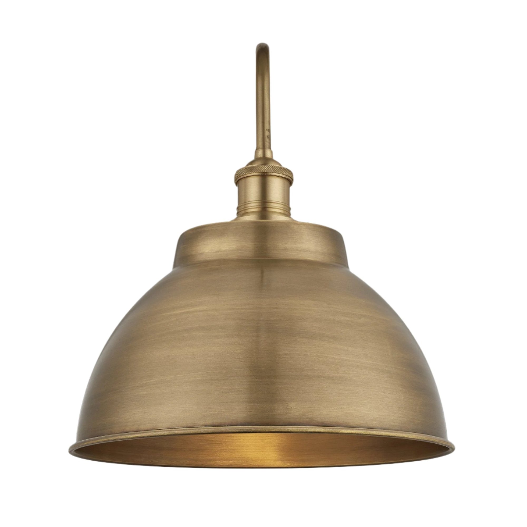 Swan Neck Outdoor & Bathroom Dome Wall Light - 13 Inch - Brass Industville SN-IP65-DWL13-B-BH