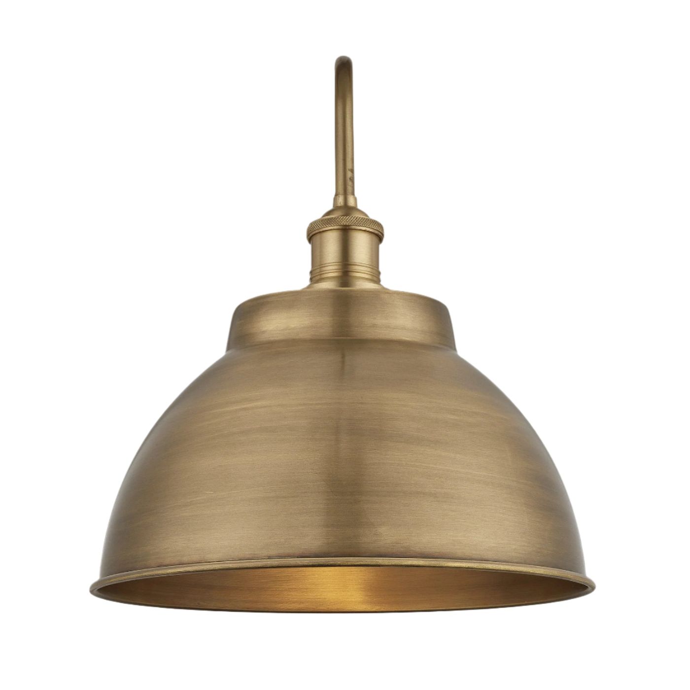 Swan Neck Outdoor & Bathroom Dome Wall Light - 13 Inch - Brass Industville SN-IP65-DWL13-B-BH-GLG