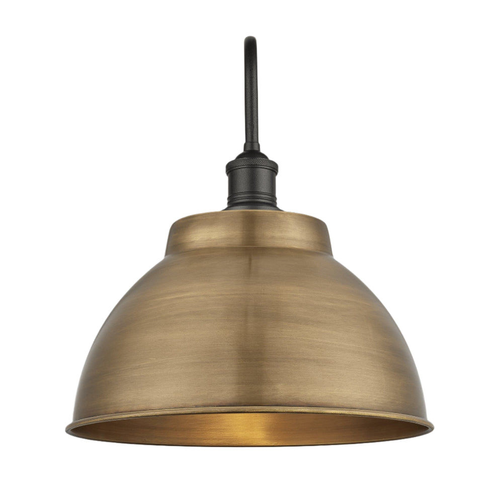 Swan Neck Outdoor & Bathroom Dome Wall Light - 13 Inch - Brass Industville SN-IP65-DWL13-B-PH-GLG