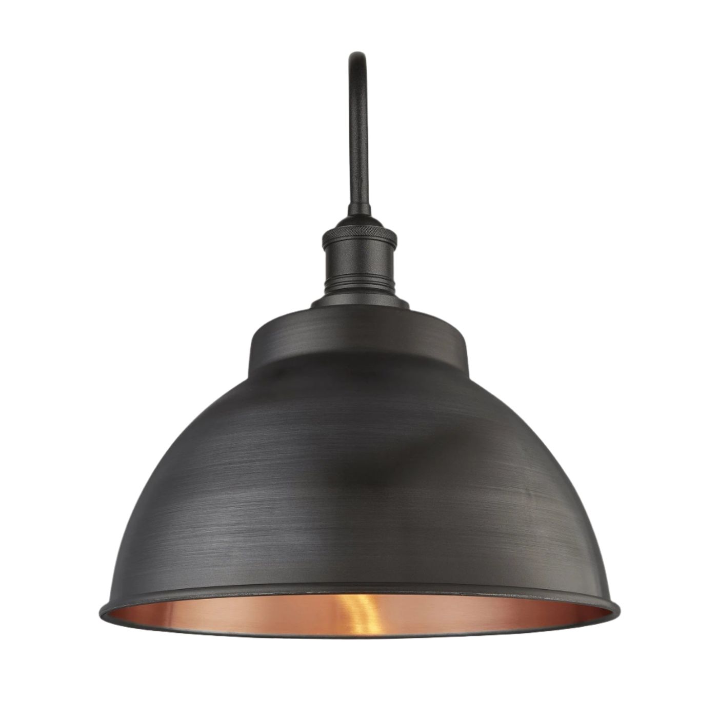 Swan Neck Outdoor & Bathroom Dome Wall Light - 13 Inch - Pewter & Copper Industville SN-IP65-DWL13-CP-PH-GLG
