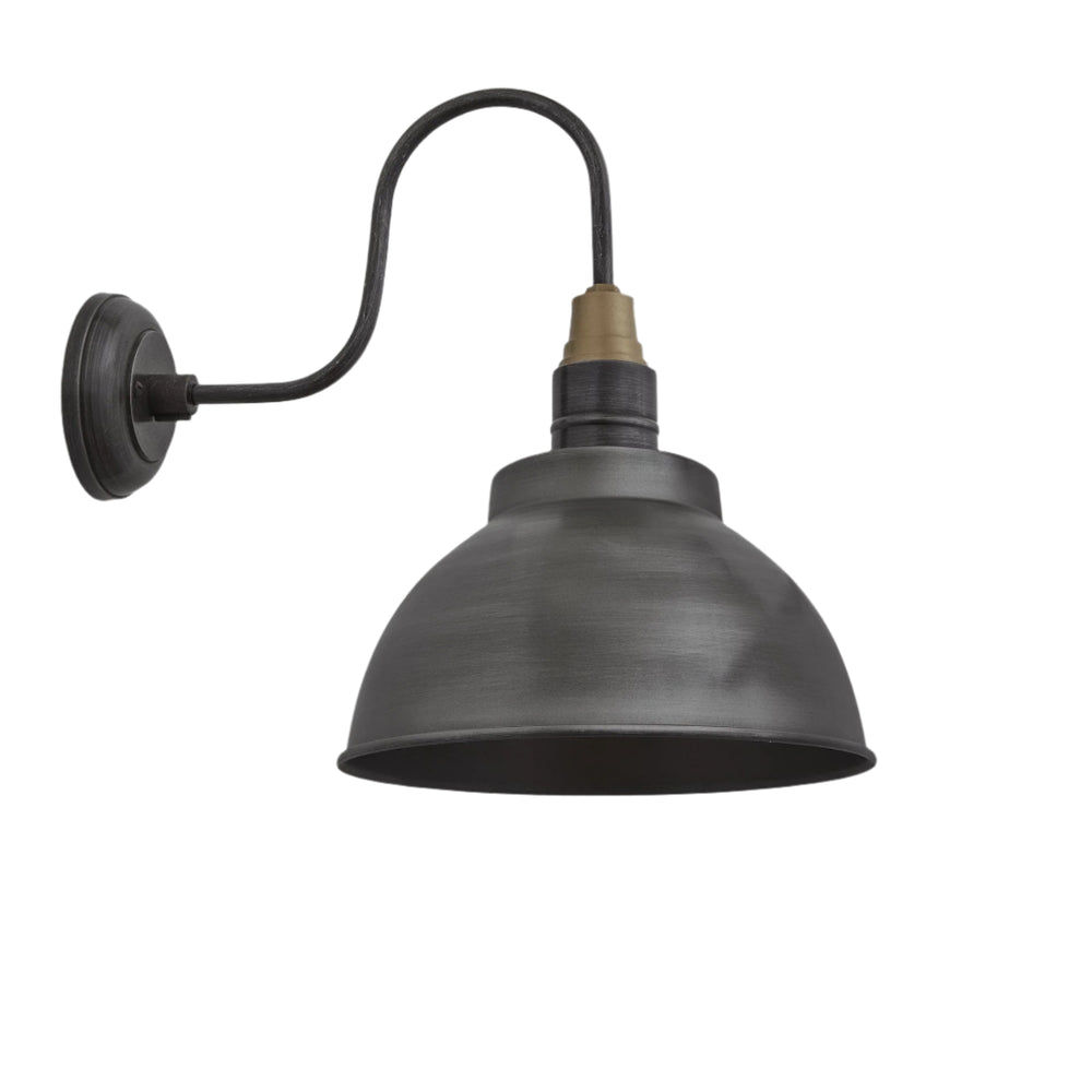Swan Neck Dome Wall Light - 13 Inch - Pewter Industville SN-DWL13-P-PH