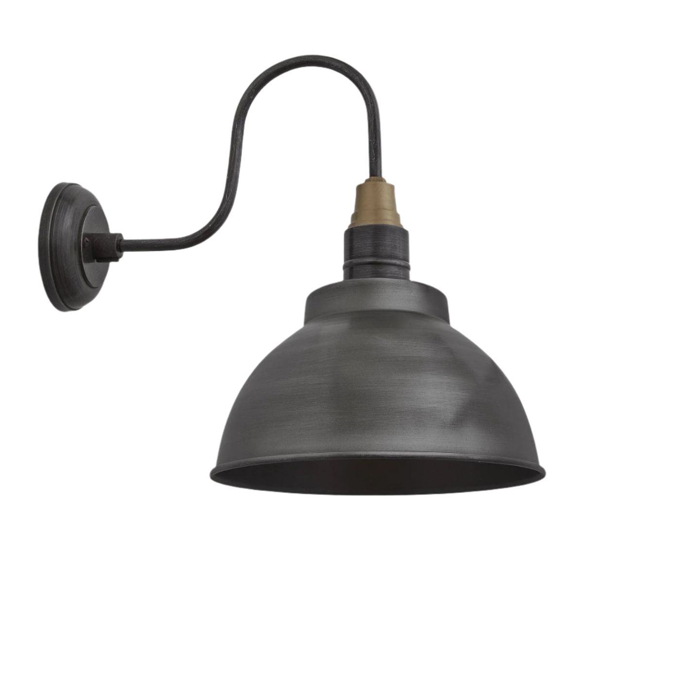 Swan Neck Dome Wall Light - 13 Inch - Pewter Industville SN-DWL13-P-PH