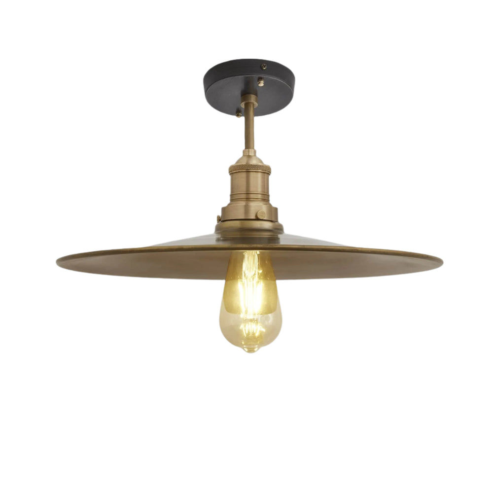 Brass with Brass Holder Brooklyn Flat Flush Mount - 15 Inch - Industville BR-FFM15-B-BH