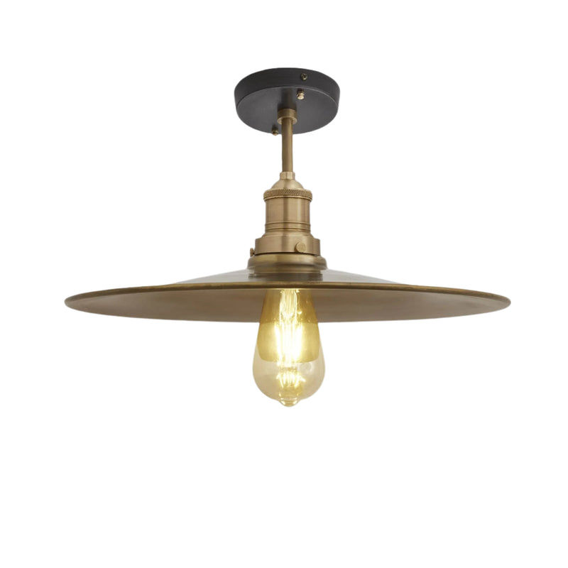 Brass with Brass Holder Brooklyn Flat Flush Mount - 15 Inch - Industville BR-FFM15-B-BH