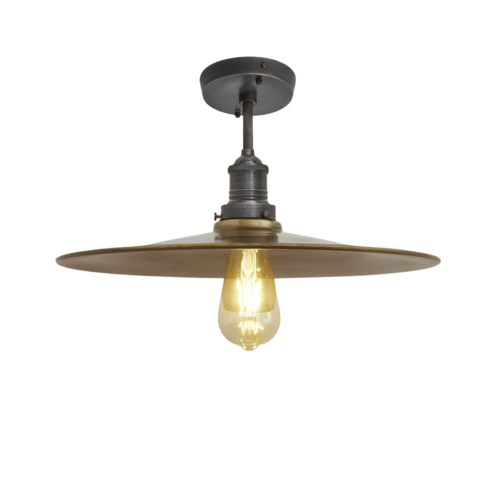 Brass with Pewter Holder Brooklyn Flat Flush Mount - 15 Inch - Industville BR-FFM15-B-PH