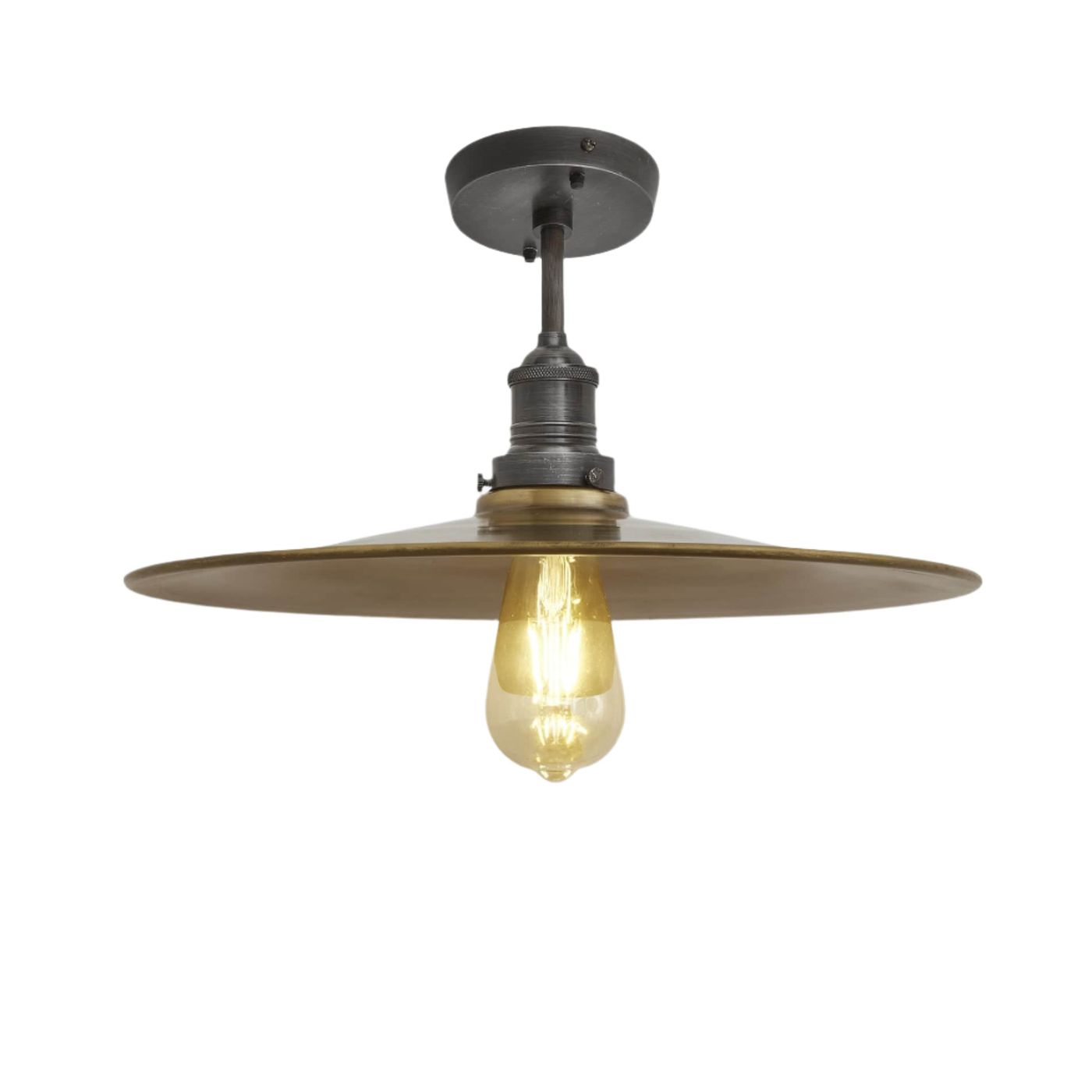 Brass with Pewter Holder Brooklyn Flat Flush Mount - 15 Inch - Industville BR-FFM15-B-PH