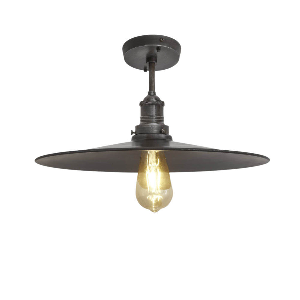 Pewter with Pewter Holder Brooklyn Flat Flush Mount - 15 Inch - Industville BR-FFM15-P-PH