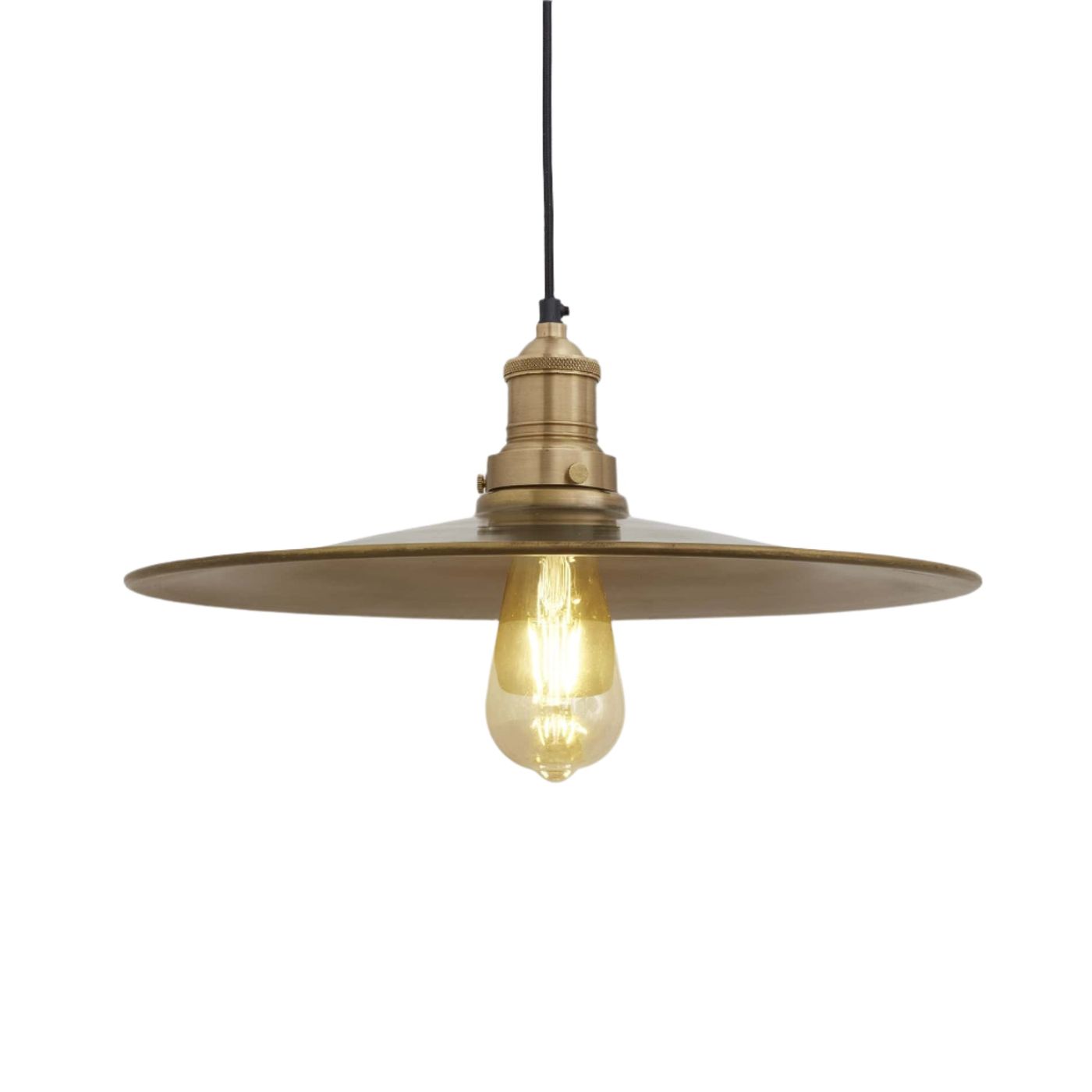 Brass with Brass Holder Brooklyn Flat Pendant - 15 Inch - Industville BR-FP15-B-BH