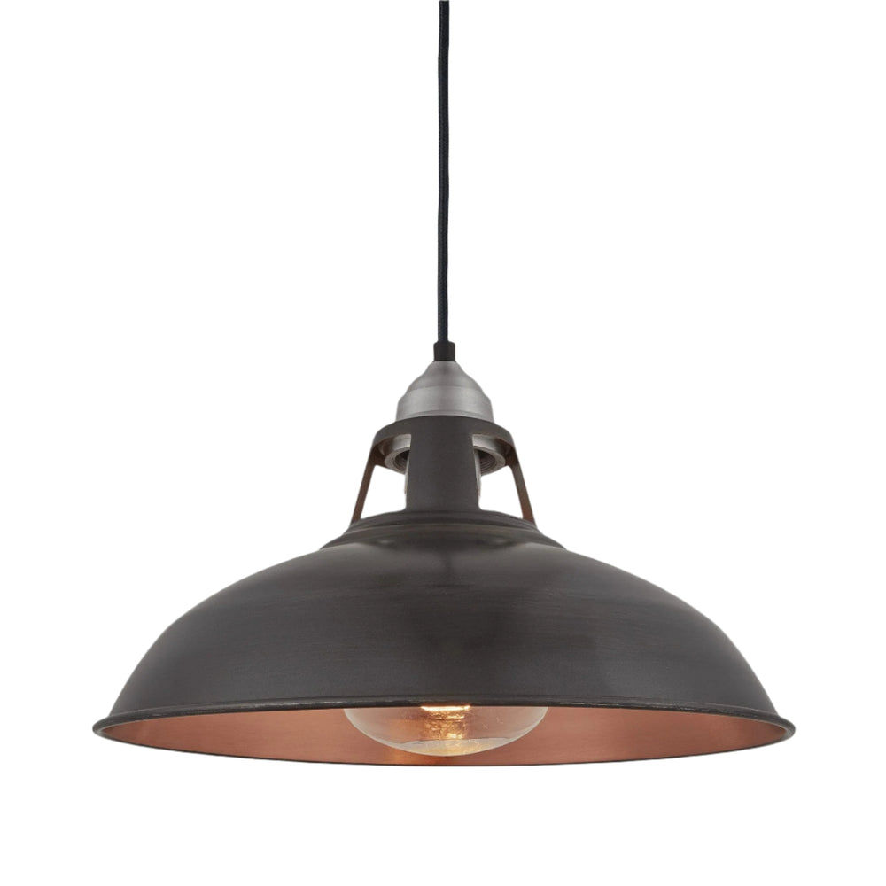 Pewter & Copper Old Factory Slotted Heat Pendant Lamps - 15 Inch - Industville OF-HLP15-CP-LPH