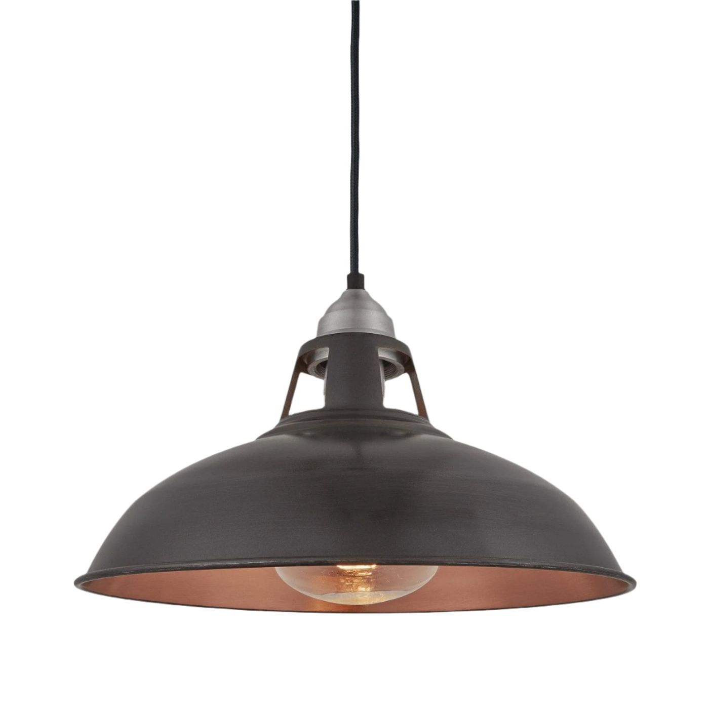 Pewter & Copper Old Factory Slotted Heat Pendant Lamps - 15 Inch - Industville OF-HLP15-CP-LPH