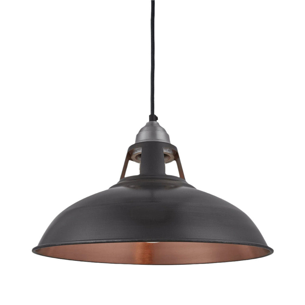 Pewter and Copper Old Factory Slotted Pendant - 15 Inch - Industville OF-SLP15-CP-LPH