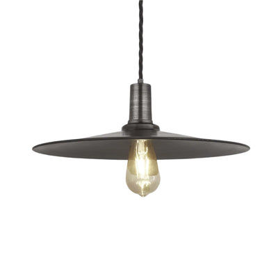 Pewter Sleek Flat Pendant in 15 Inch - Pewter Holder, Product code is SL-FP15-P-PH