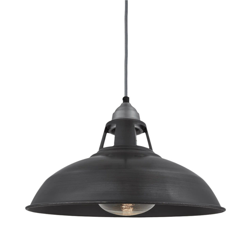 Pewter Old Factory Slotted Heat Pendant Lamps - 15 Inch - Industville OF-HLP15-P-LPH