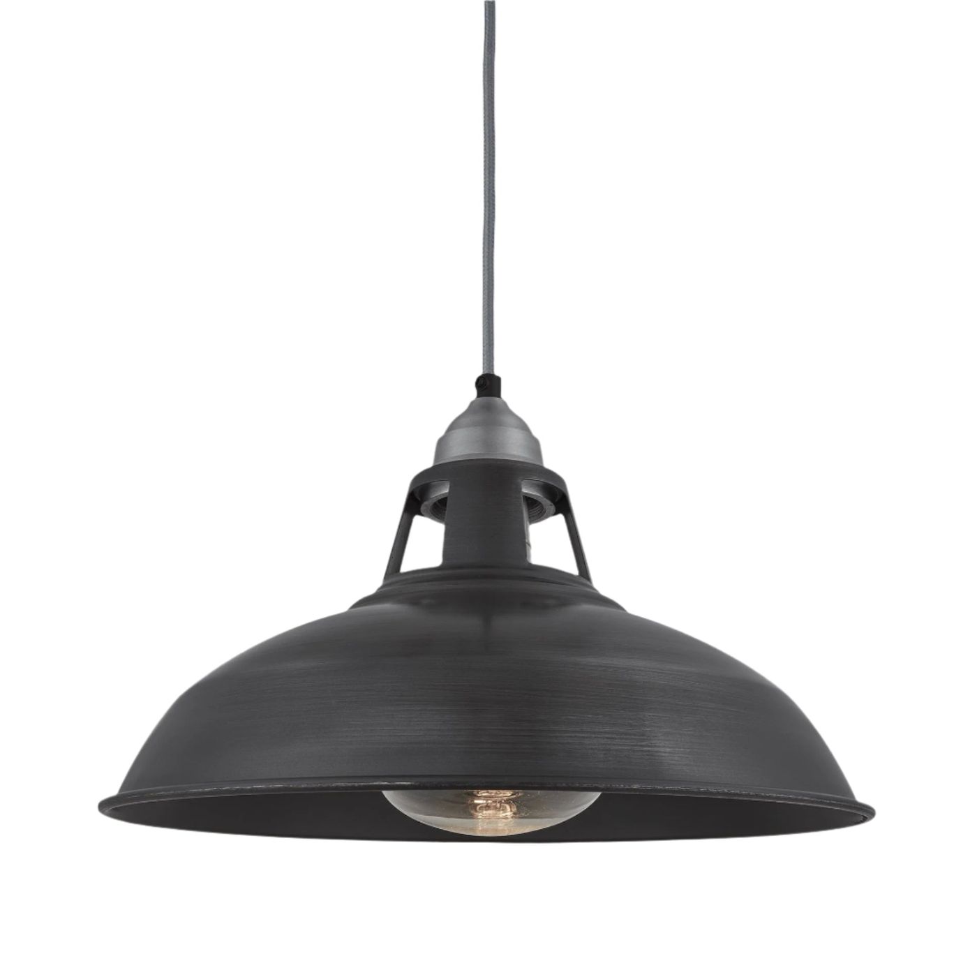 Pewter Old Factory Slotted Heat Pendant Lamps - 15 Inch - Industville OF-HLP15-P-LPH