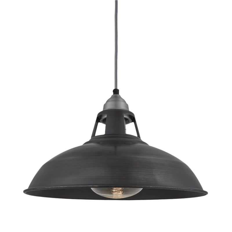 Pewter Old Factory Slotted Heat Pendant Lamps - 15 Inch - Industville OF-HLP15-P-LPH