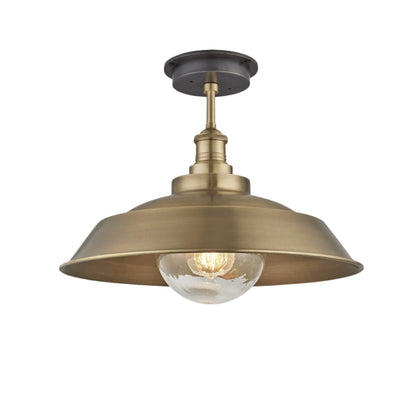 Brooklyn Outdoor & Bathroom Step Flush Mount in 16 Inch in Brass with Brass Holder, Product Code BR-IP65-SFM16-B-BH-GLG