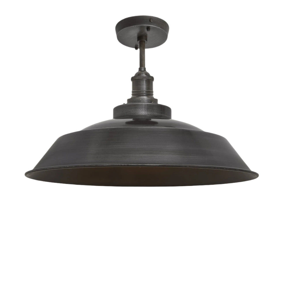 Brooklyn Step Semi Flush Mount in 16 Inch with Pewter Shade with Pewter Holder, Product Code BR-SFM16-P-PH