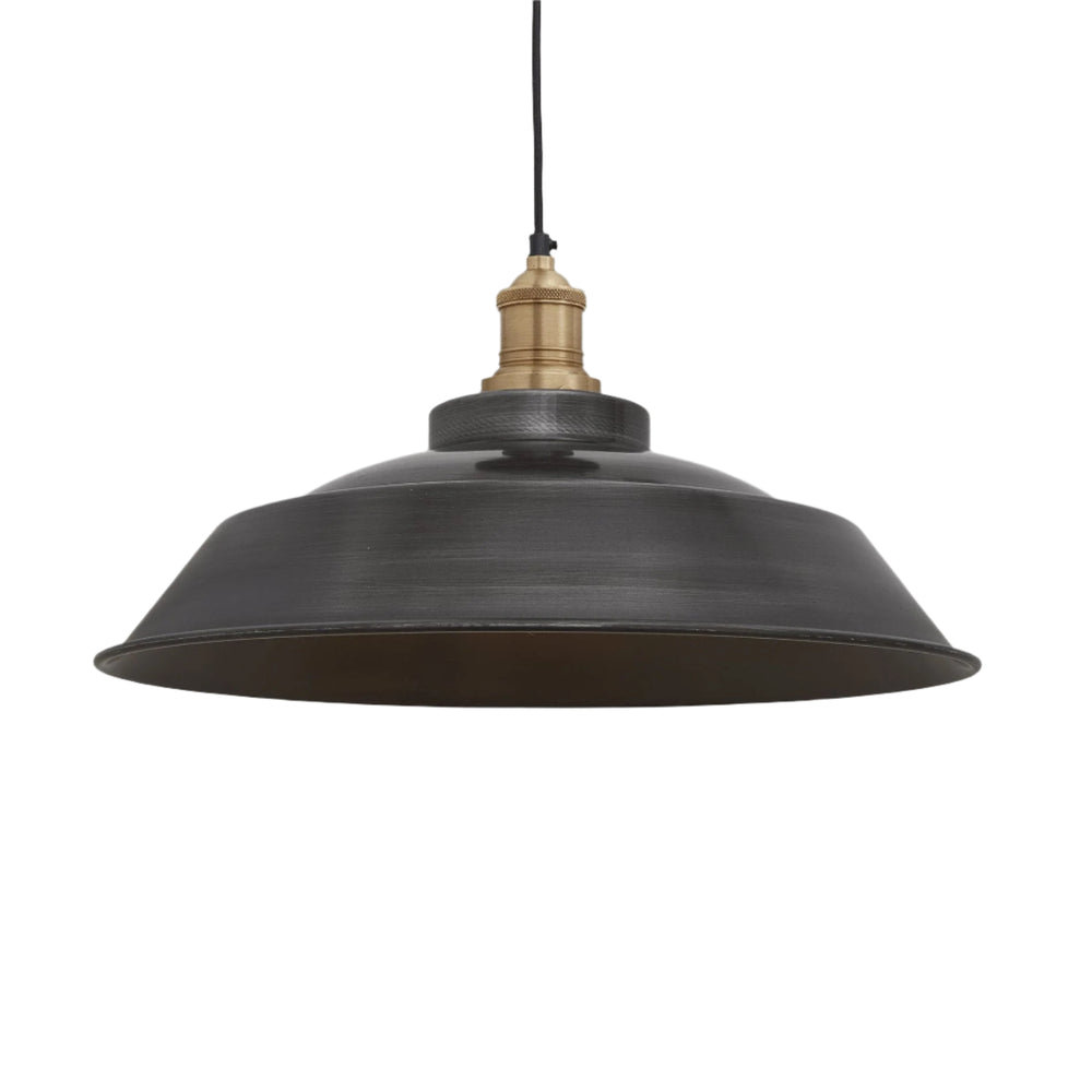 Pewter with Brass Holder Brooklyn Step Pendant - 16 Inch - BR-SP16-P-BH