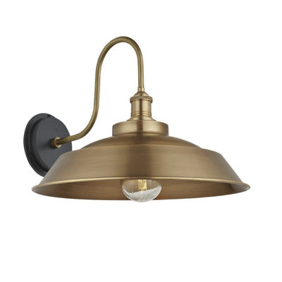 Brass Swan Neck Outdoor & Bathroom Step Wall Light in 16 Inch with Brass Holder and Tube Glass, Product Code is SN-IP65-SWL16-B-BH