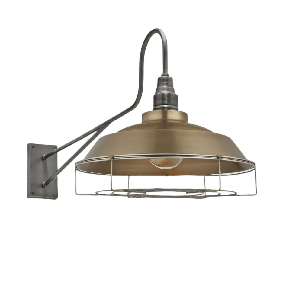 Brass Long Arm Step Wall Light - 16 Inch - Industville LA-SWL16-B-PH-CG