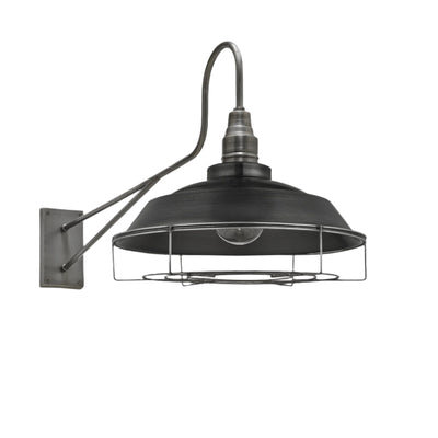 Long Arm Step Wall Light - 16 Inch - Pewter - Decorative Lighting - Industville Lighting UK
