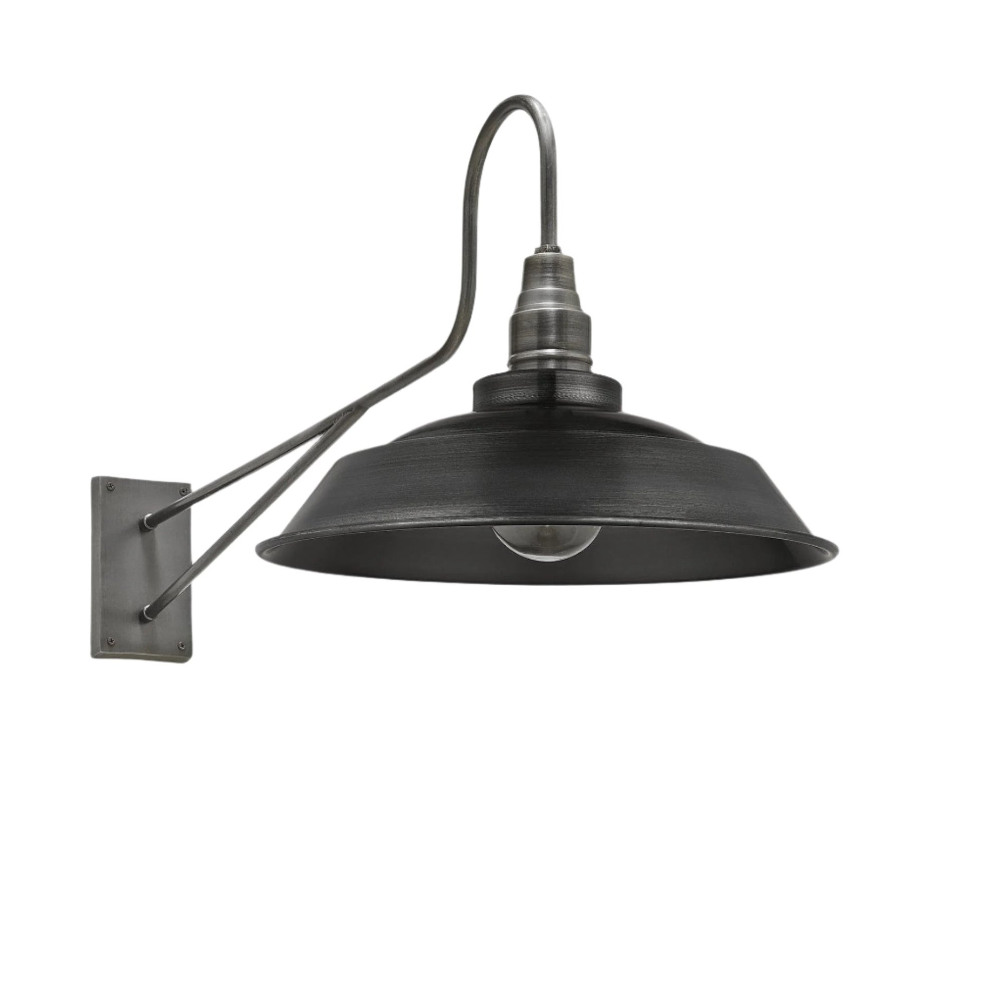 Pewter Long Arm Step Wall Light Shade in 16 Inch  Industville LA-SWL16-P-PH-CG