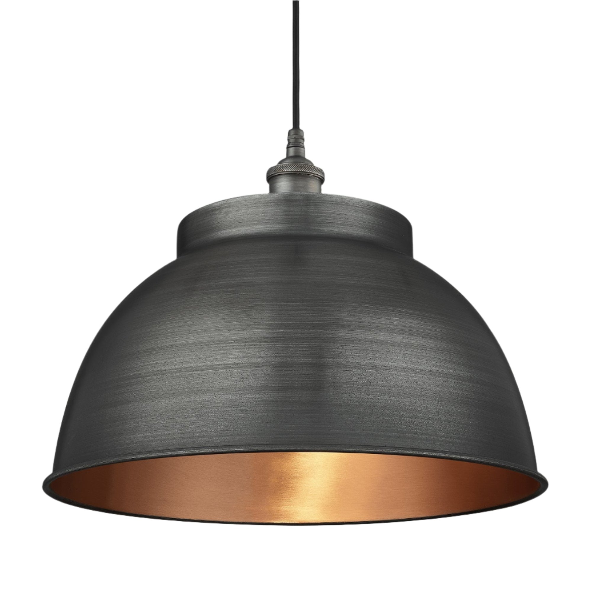 Pewter and Copper with Pewter Holder Brooklyn Dome Pendant - 17 Inch -  Industville BR-DP17-CP-PH