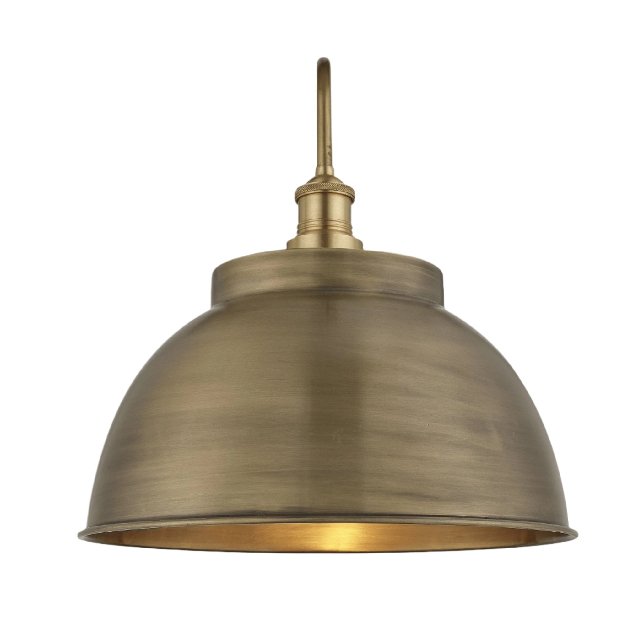 Swan Neck Outdoor & Bathroom Dome Wall Light - 17 Inch - Brass Industville SN-IP65-DWL17-B-BH