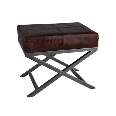 Criss Cross Real Leather & Metal Bench - 17 Inch - Pre-order - Expected w/c 17th of July Industville ST-CRI-L