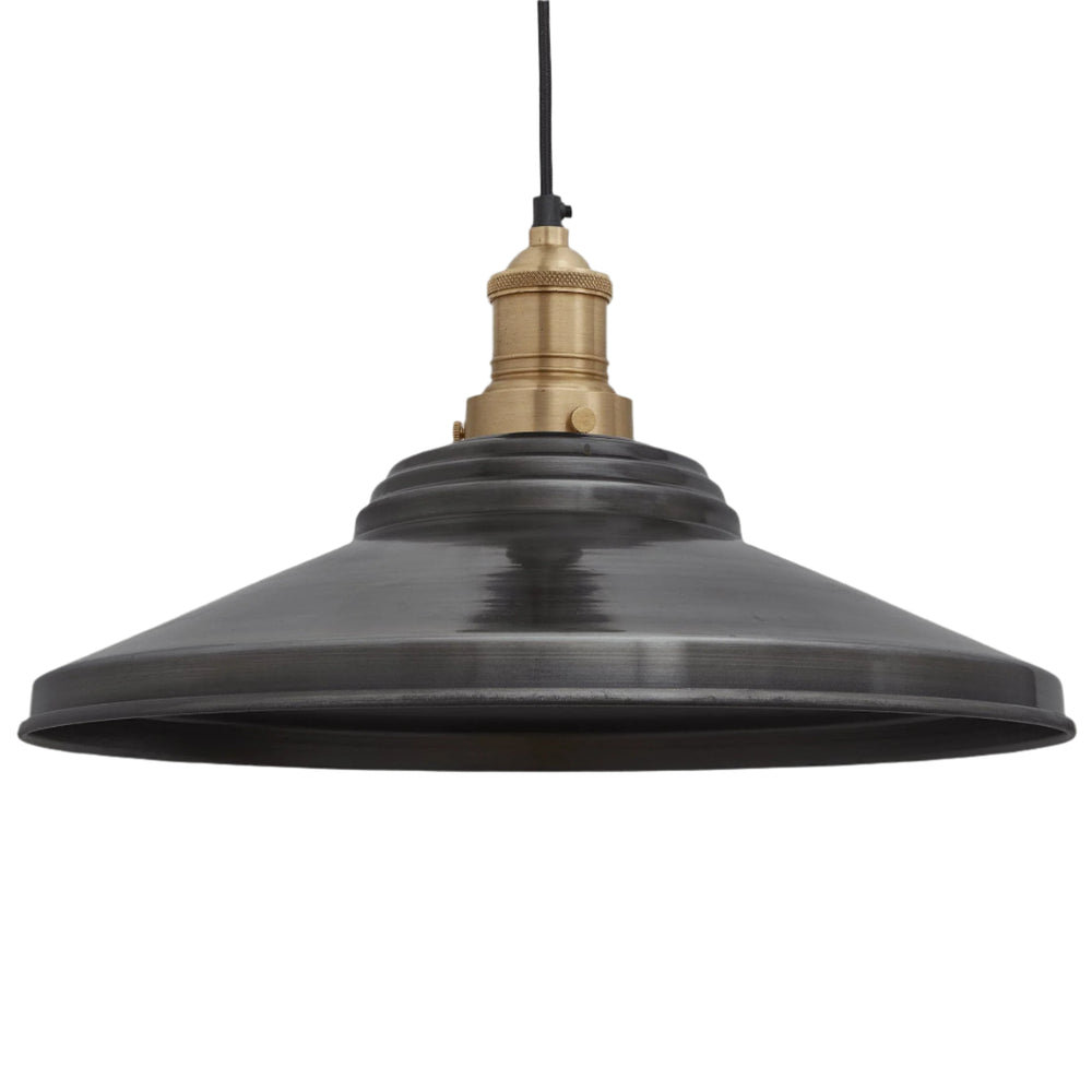 Pewter with Brass Holder Brooklyn Giant Step Pendant - 18 Inch - BR-GSP18-P-BH