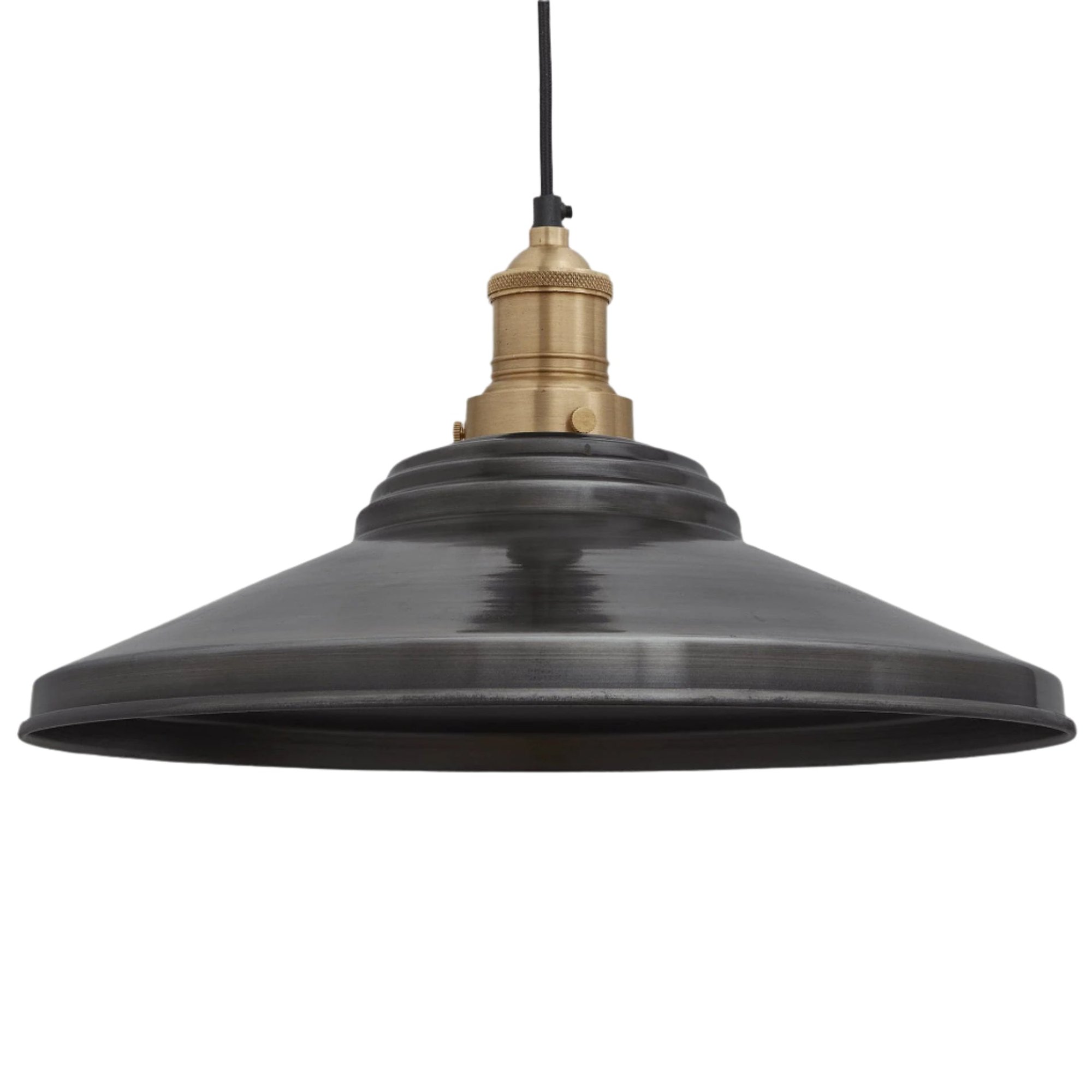 Pewter with Brass Holder Brooklyn Giant Step Pendant - 18 Inch - BR-GSP18-P-BH
