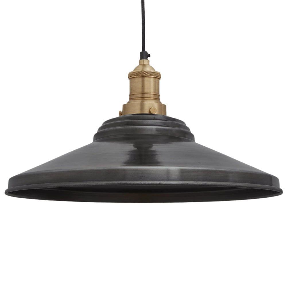 Pewter with Brass Holder Brooklyn Giant Step Pendant - 18 Inch - BR-GSP18-P-BH