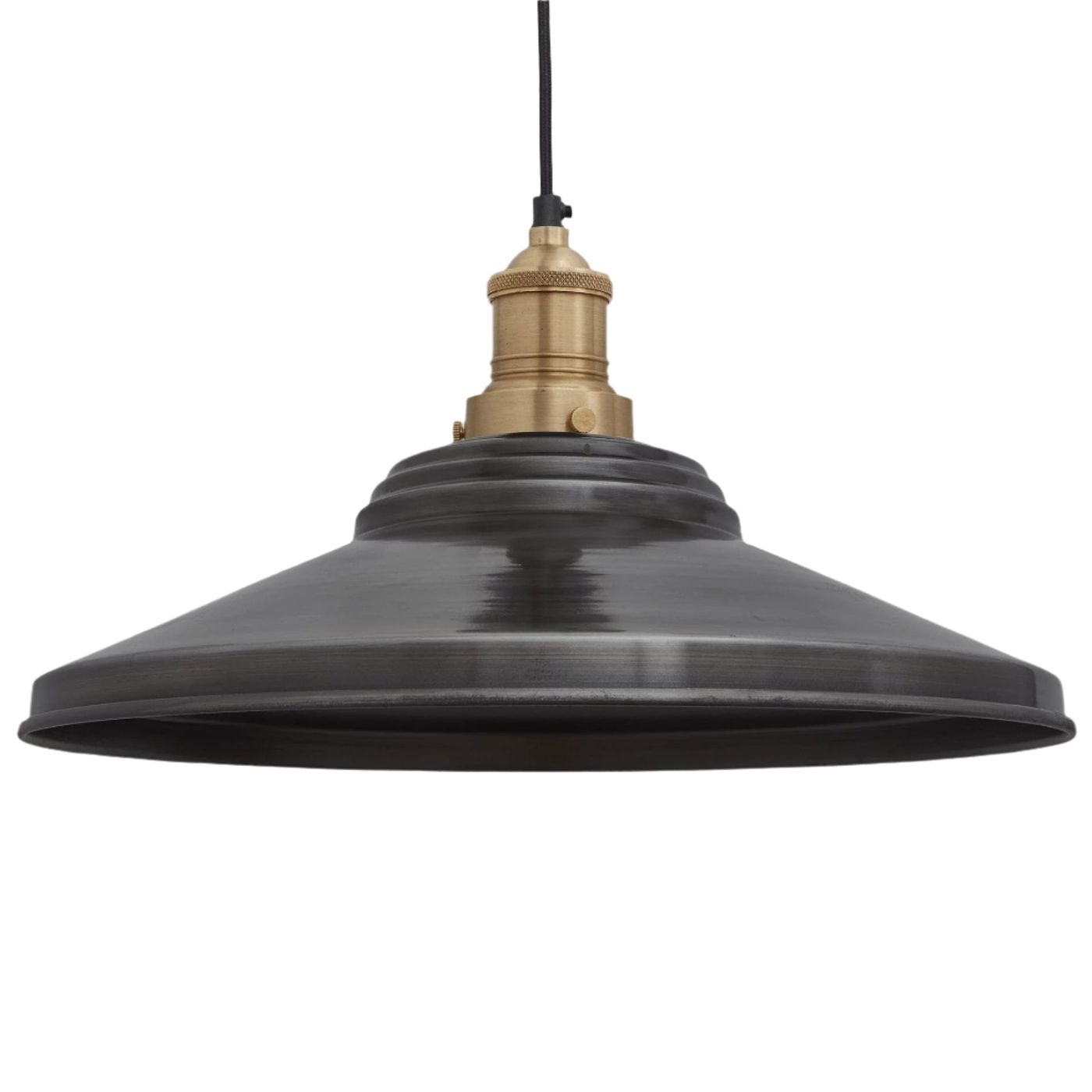 Pewter with Brass Holder Brooklyn Giant Step Pendant - 18 Inch - BR-GSP18-P-BH