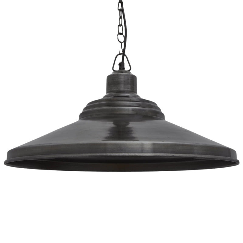 Brooklyn Giant Step Pewter Pendant - 18 Inch - Chain Holder - Ceiling Lights - Industville Lighting UK