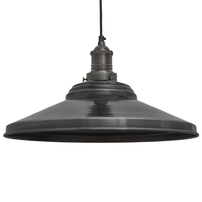 Brooklyn Giant Step Pendant - 18 Inch - Pewter - Vintage & Retro Ceiling Pendant Lights - Industville Lighting UK
