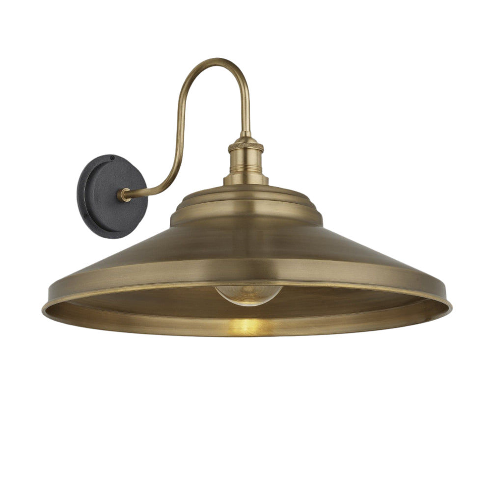 Swan Neck Outdoor & Bathroom Giant Step Wall Light - 18 Inch - Brass Industville SN-IP65-GSWL18-B-BH