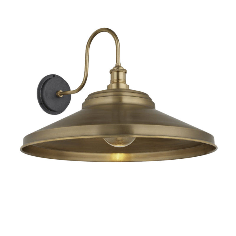 Swan Neck Outdoor & Bathroom Giant Step Wall Light - 18 Inch - Brass Industville SN-IP65-GSWL18-B-BH