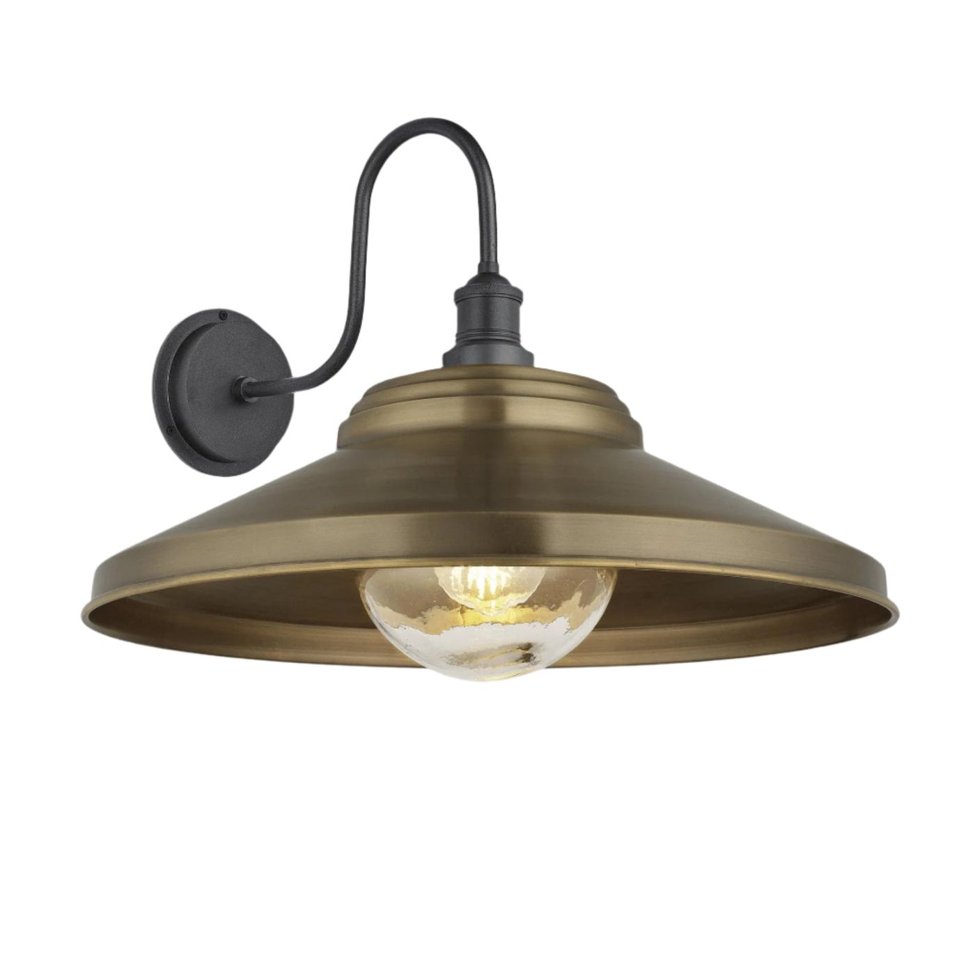 Swan Neck Outdoor & Bathroom Giant Step Wall Light - 18 Inch - Brass Industville SN-IP65-GSWL18-B-PH-GLG
