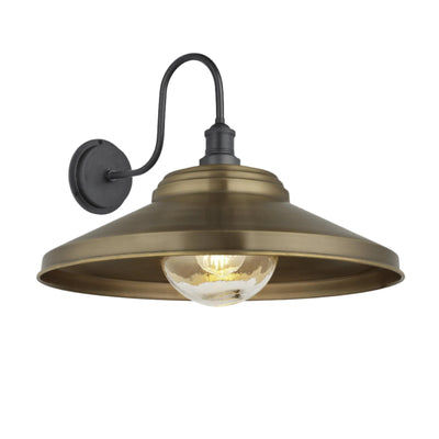 Swan Neck Outdoor & Bathroom Giant Step Wall Light - 18 Inch - Brass Industville SN-IP65-GSWL18-B-PH-GLG