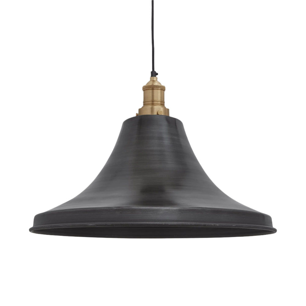Pewter with Brass Holder Brooklyn Giant Bell Pendant - 20 Inch - Industville BR-GBLP20-P-BH