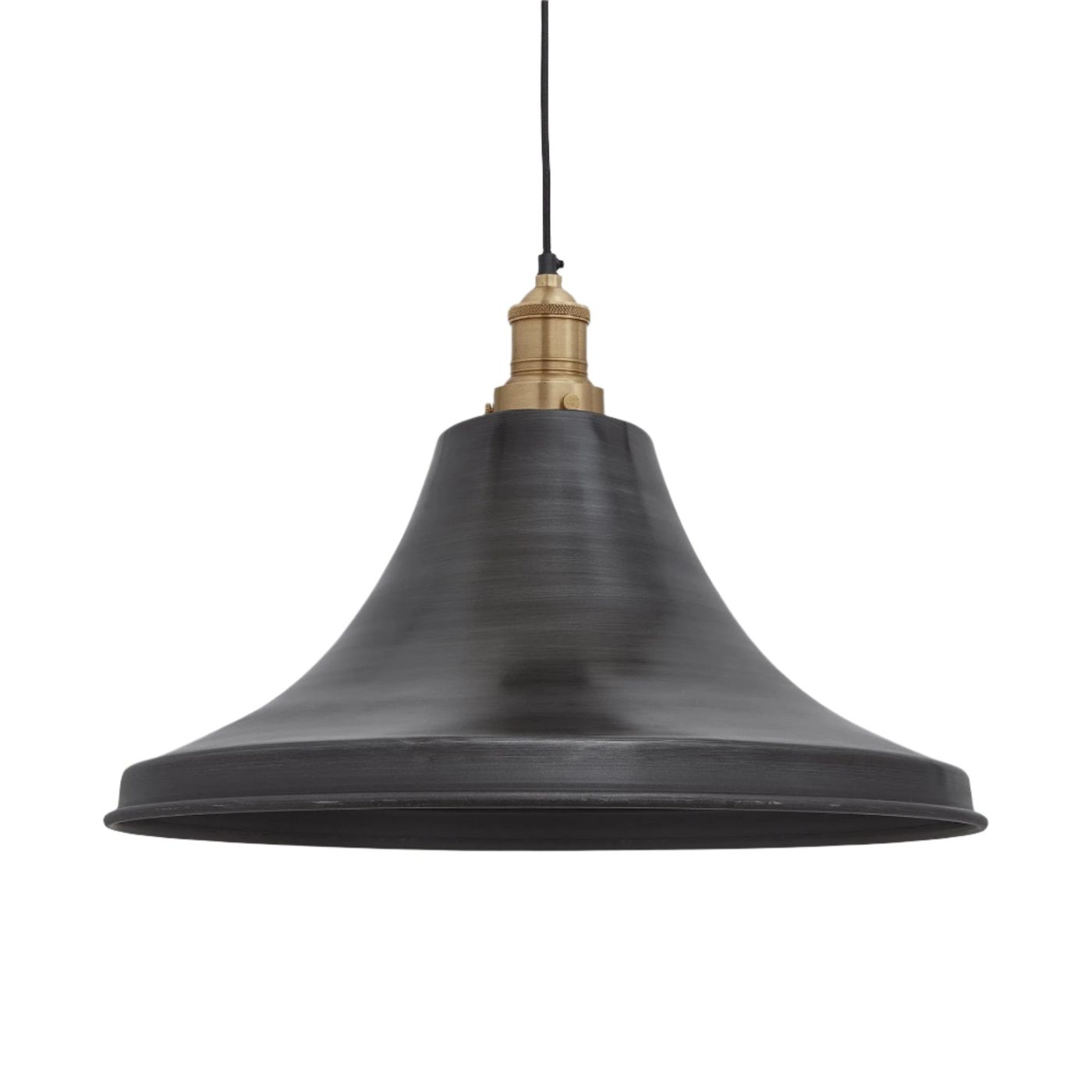 Pewter with Brass Holder Brooklyn Giant Bell Pendant - 20 Inch - Industville BR-GBLP20-P-BH