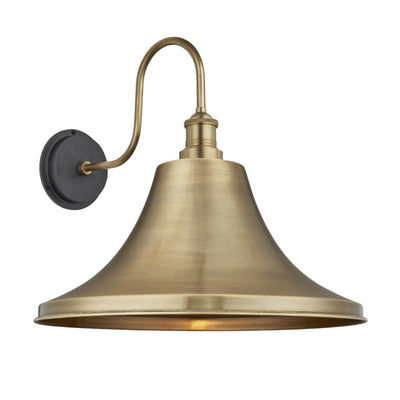 Swan Neck Outdoor & Bathroom Giant Bell Wall Light - 20 Inch – Brass Industville SN-IP65-GBLWL20-B-BH