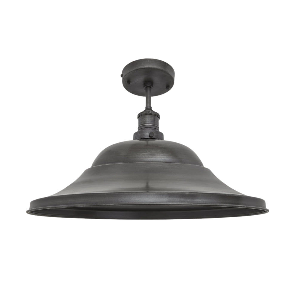 Brooklyn Giant Hat Semi Flush Mount Shade in 21 Inch in Pewter, Product Code BR-GHFM21-P-PH