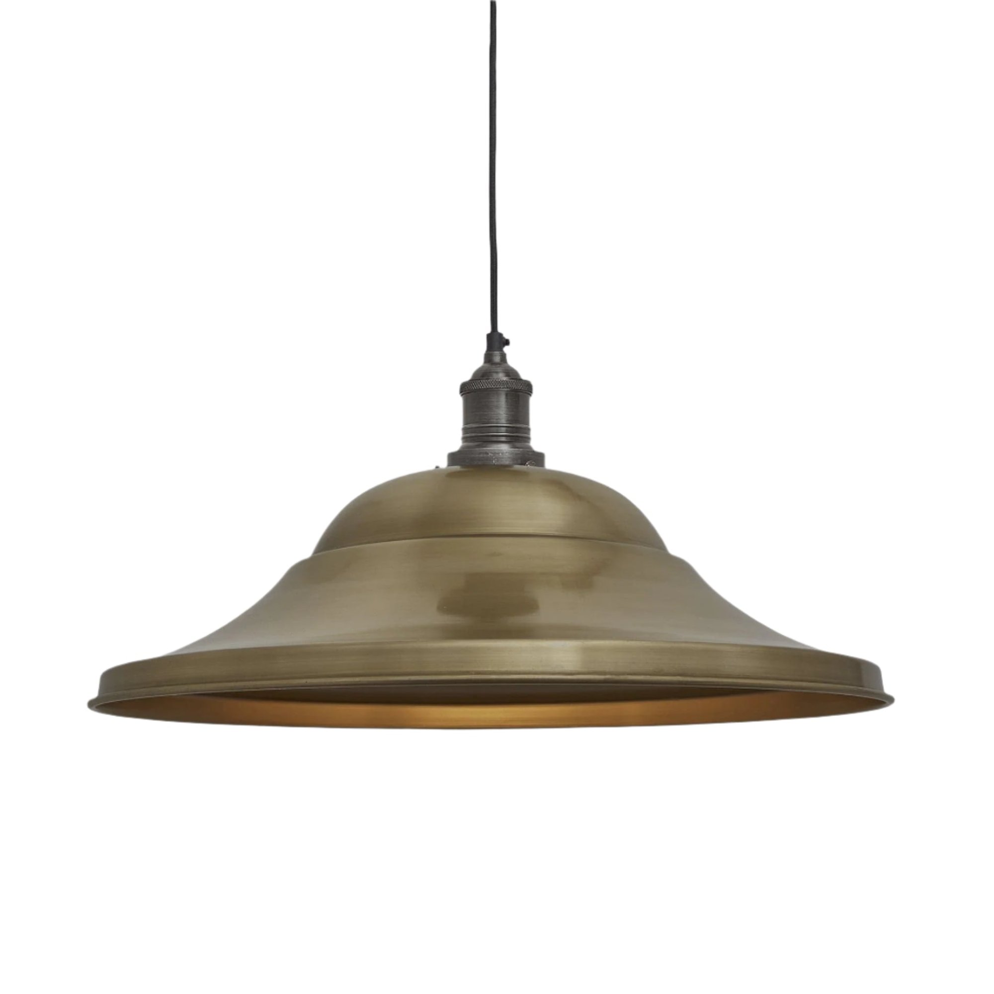 Brass with Pewter Holder Brooklyn Giant Hat Pendant - 21 Inch - Industville BR-GHP21-B-PH