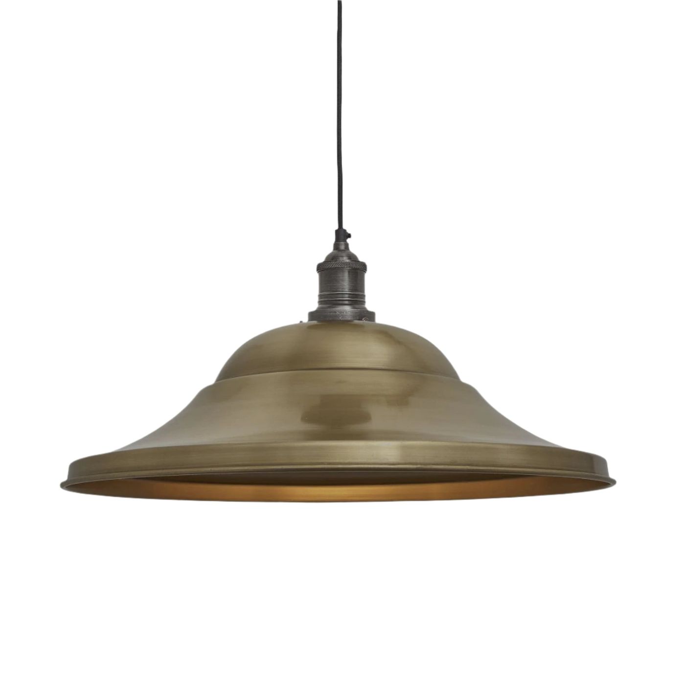 Brass with Pewter Holder Brooklyn Giant Hat Pendant - 21 Inch - Industville BR-GHP21-B-PH