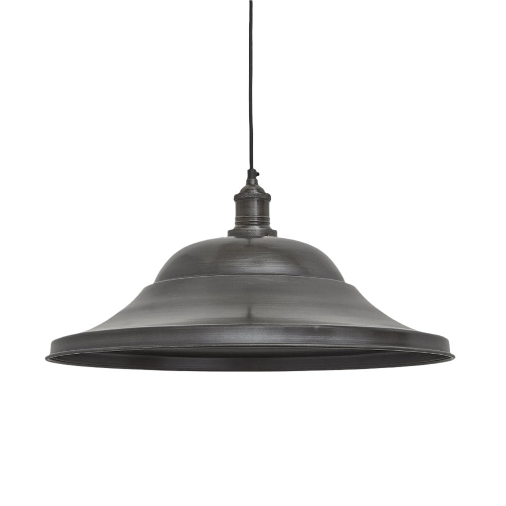 Pewter with Pewter Holder Brooklyn Giant Hat Pendant - 21 Inch - Industville BR-GHP21-P-PH